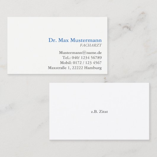 Doktor Visitenkarte 名刺 (正面/裏面)