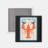 Dolce Vibes Only Lobster Wine Retro Fun Summer マグネット (正面/裏面)