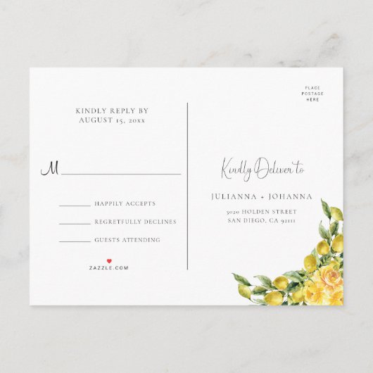 Dolce Vita – ウェディング地中海のRSVPポストカード インビテーションポストカード (裏面)