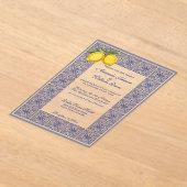 Dolce Vita - Italian Tiles and Lemons Wedding アクリル招待状 (レイダウン)