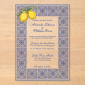 Dolce Vita - Italian Tiles and Lemons Wedding アクリル招待状 (正面)