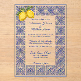 Dolce Vita - Italian Tiles and Lemons Wedding アクリル招待状