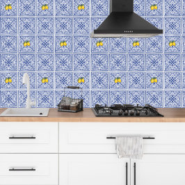 Dolce Vita Meditarrean Blue & Lemons Italian Tiles 壁紙