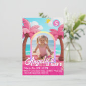 Doll Pink Fashion Beach Birthday Invitation 招待状 (スタンド正面)