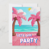 Doll Pink Fashion Beach Birthday Invitation 招待状 (裏面)