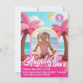 Doll Pink Fashion Beach Birthday Invitation 招待状 (正面)