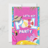 Doll Pink Fashion Pool Birthday Invitation 招待状 (裏面)