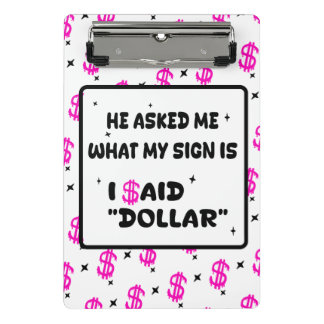 Dollar Is My Sign – Hot Pink Hustle Design ミニクリップボード