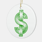 Dollar Sign Money Symbol セラミックオーナメント (左)