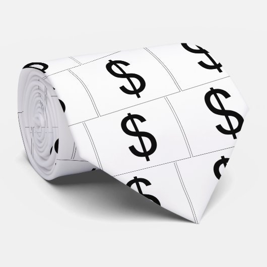 Dollar Symbol (white) Tie ネクタイ (ロール)