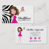Dollfaceの311のデザートのブラウニーのシマウマ 名刺 (正面/裏面)