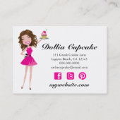 Dollfaceの311のデザートのブラウニーのピンクのダマスク織3.5 x 2 名刺 (裏面)