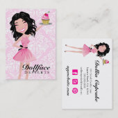 Dollfaceの311のデザートのKohlieのピンクのダマスク織3.5 x 2 名刺 (正面/裏面)
