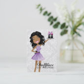 Dollfaceの311個のギフトのEbonieのダマスク織3.5 x 2 名刺 (スタンド正面)