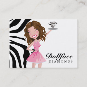 Dollfaceの311個のダイヤモンドのブラウニーのシマウマ3.5 x 2 名刺