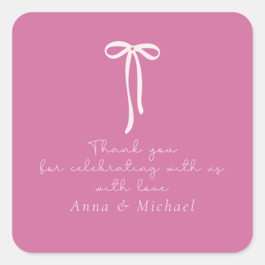 dollhouse pink Thank you   スクエアシール (正面)