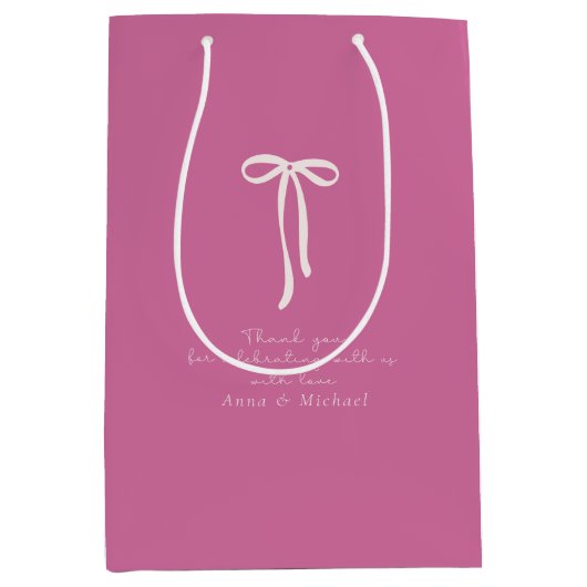 dollhouse pink Thank you   ミディアムペーパーバッグ (正面)