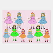 dolls children bff lady bugs cartoon art ラッピングペーパーシート (正面2)