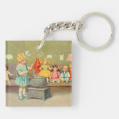 Dolly Laundry Girl Vintage Playing Dolls Cute キーホルダー (裏面)