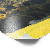 Dolomites山の背景の写真を持つ教会 フォトプリント (角)