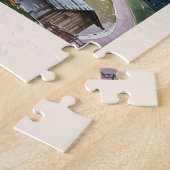 Dolomites Italy Alps Mountain Landscape Watercolor ジグソーパズル (側面)