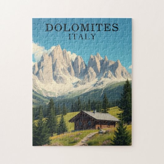Dolomites Italy Illustration Travel Puzzle ジグソーパズル (縦)