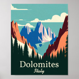 Dolomites Italy Minimalist Vintage Art Poster ポスター