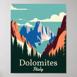 Dolomites Italy Minimalist Vintage Art Poster ポスター