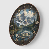 Dolomites Italy Mountain ラージ壁時計 (傾斜)