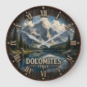 Dolomites Italy Mountain ラージ壁時計 (正面)