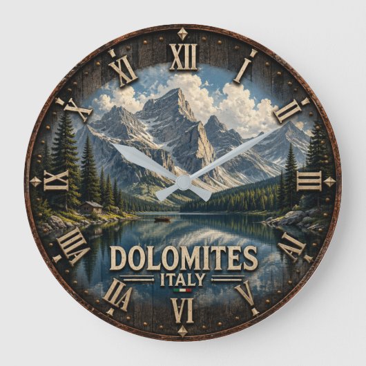 Dolomites Italy Mountain ラージ壁時計 (正面)