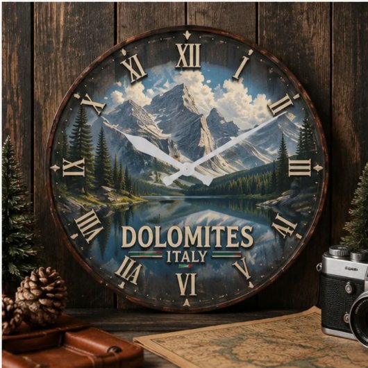 Dolomites Italy Mountain ラージ壁時計