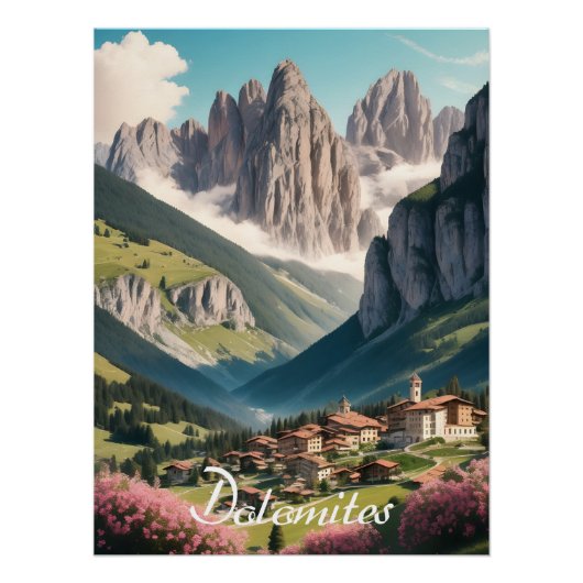 Dolomites Italy Travel Poster ポスター (正面)