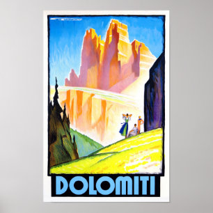 Dolomites Italy vintage travel Poster ポスター