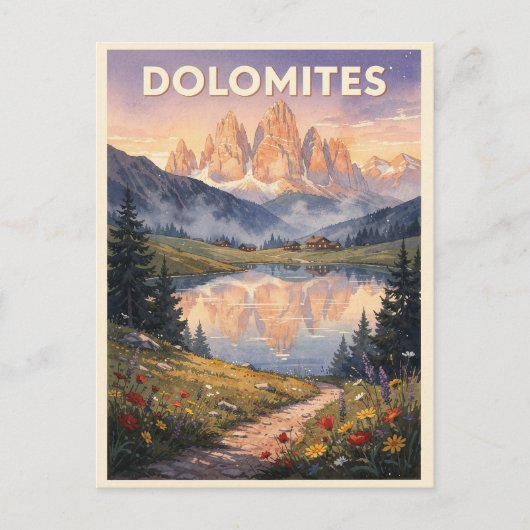 Dolomites Mountain Italy Vintage ポストカード (正面)