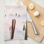 Dolomites Sassongher Mountainイタリア旅行ポスター キッチンタオル (四つ折り)