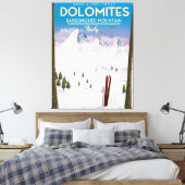 Dolomites Sassongher Mountainイタリア旅行ポスター キャンバスプリント (インサイチュ (寝室))