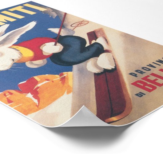 Dolomitiイタリアのスキーバニーヴィンテージ旅行ポスター ポスター (角)