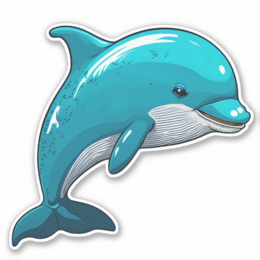 Dolphin adorable blue sea animal シール (正面)