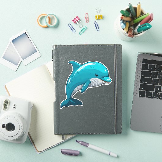Dolphin adorable blue sea animal シール (iPadカバー)