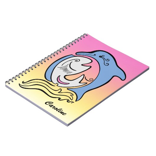 Dolphin and Fish Ocean Dream Personalized Notebook ノートブック (左側)
