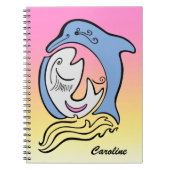 Dolphin and Fish Ocean Dream Personalized Notebook ノートブック (正面)