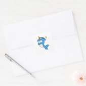 Dolphin as Unicorn with Glasses.PNG スクエアシール (封筒)