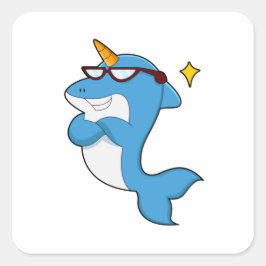 Dolphin as Unicorn with Glasses.PNG スクエアシール