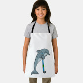 Dolphin at Hockey with Hockey stick エプロン (インサイチュ)