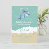 Dolphin Beach Ocean Baby Shower 招待状 (スタンド正面)