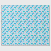 Dolphin Birthday Gift Wrapping Paper in Blue ラッピングペーパー (フラット)
