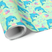 Dolphin Birthday Gift Wrapping Paper in Green ラッピングペーパー (ロールコーナー)