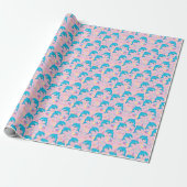 Dolphin Birthday Gift Wrapping Paper in Pink ラッピングペーパー (アンロールド)