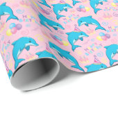 Dolphin Birthday Gift Wrapping Paper in Pink ラッピングペーパー (ロールコーナー)